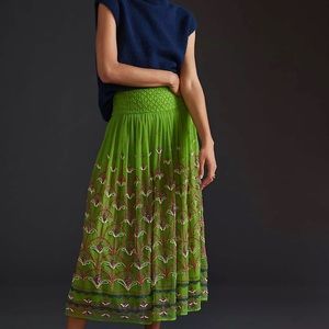 Anthropologie Beaded Tulle Midi Skirt SZ XS